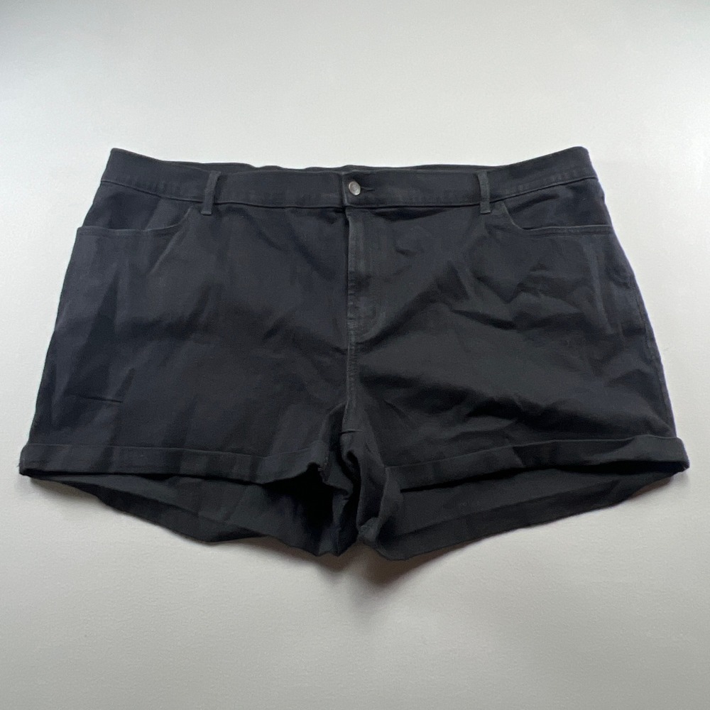 Old Navy Denim Cuffed Shorts Womens 24 Black Cotton Stretch Mid Rise Street Wear
